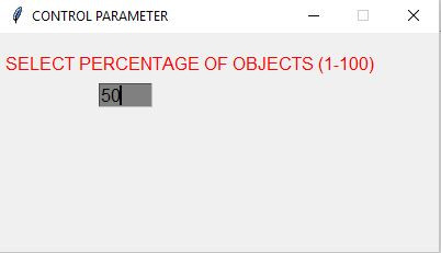 ae5-Control Window asking for Percentage of Obstacles in Environment